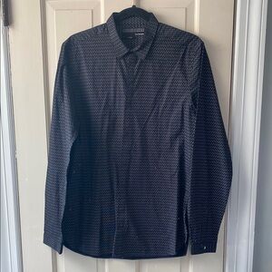 Black Patterned Long Sleeve Shirt